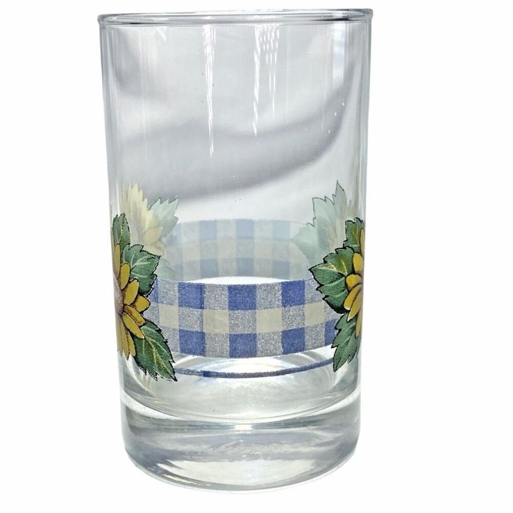 Vintage Crisa Libbey Sunflower Juice Glasses Set of 6 | 7 oz Floral Tumblers | 4 - Picture 3 of 5